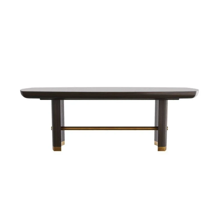 Ebony Oak Veneer Vintage Brass Dining Table from the Pembroke Collection