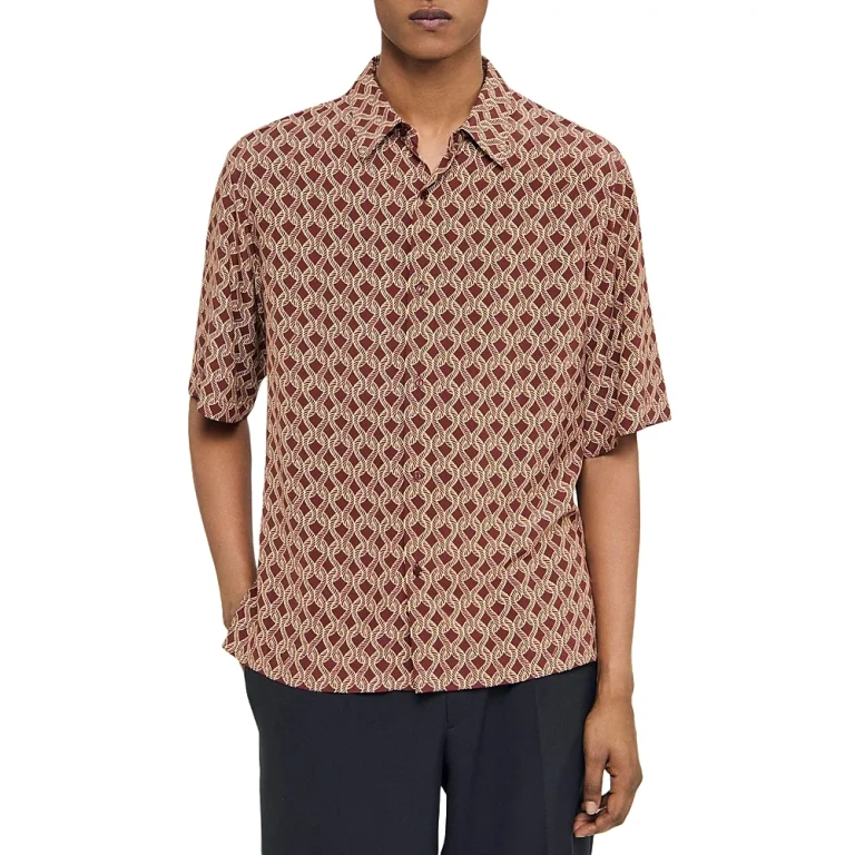 Sandro Printed Short Sleeve Shirt