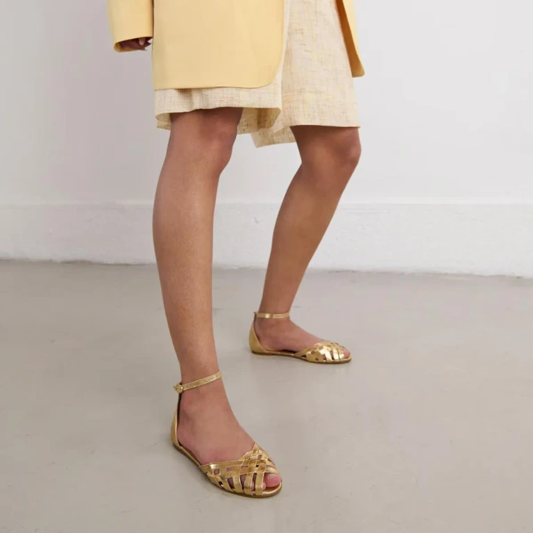 Ballerines Doo Cuir Craquele Or