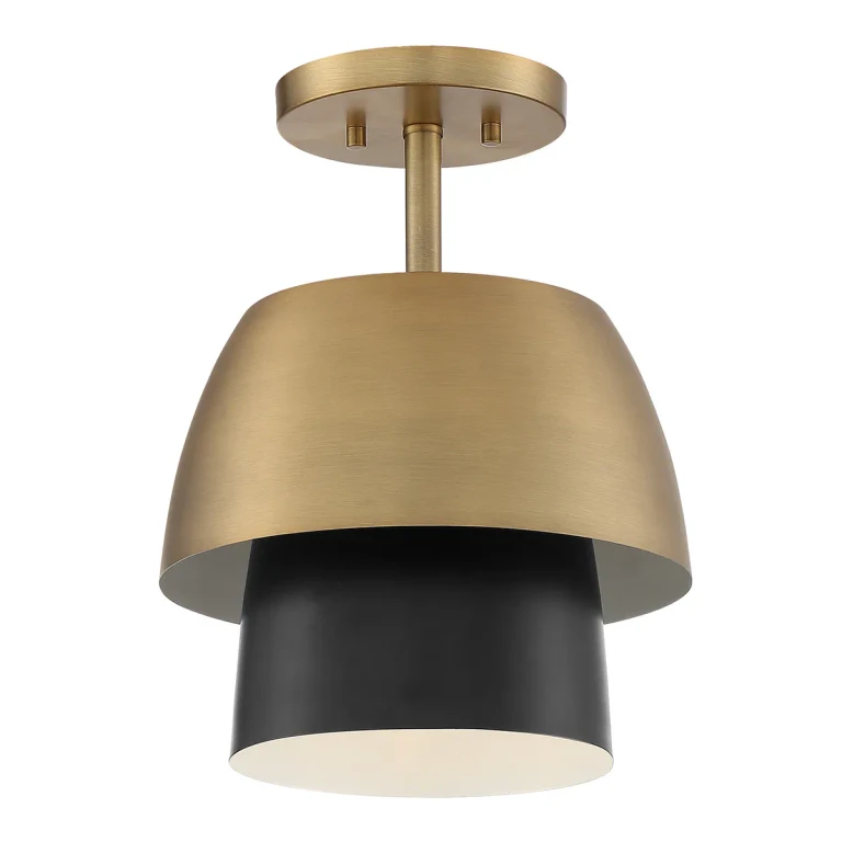 Old Satin Brass One Light Semi-Flushmount from the Moonshadow Collection