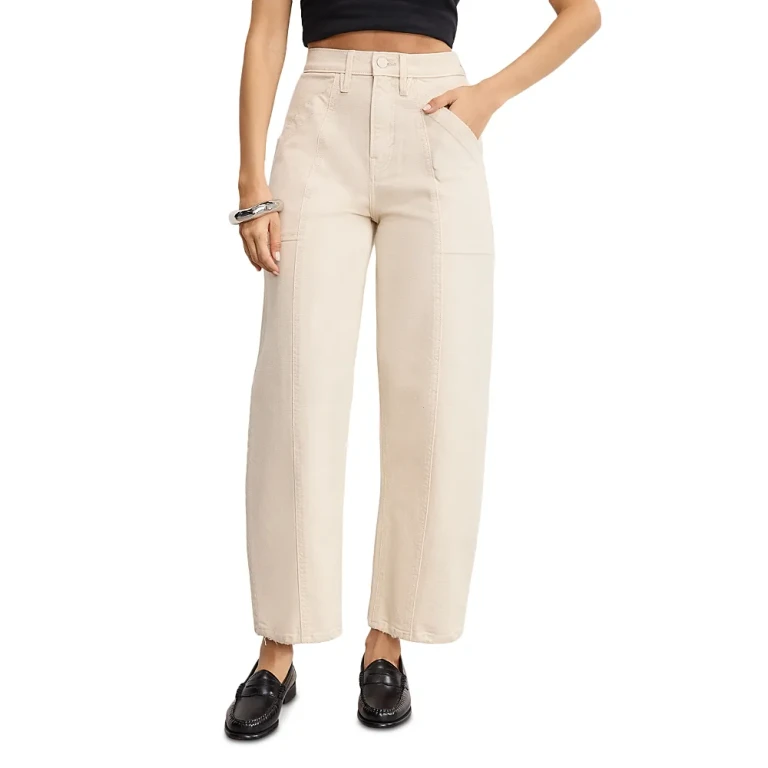 Good American Canvas Cropped Barrel Jeans in Canvas
