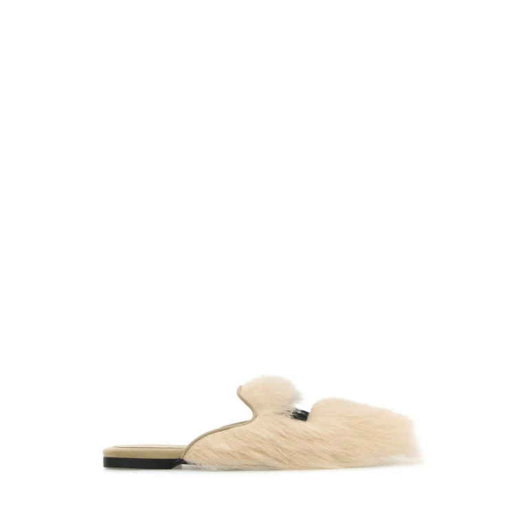 Prada Sand Shearling Slippers