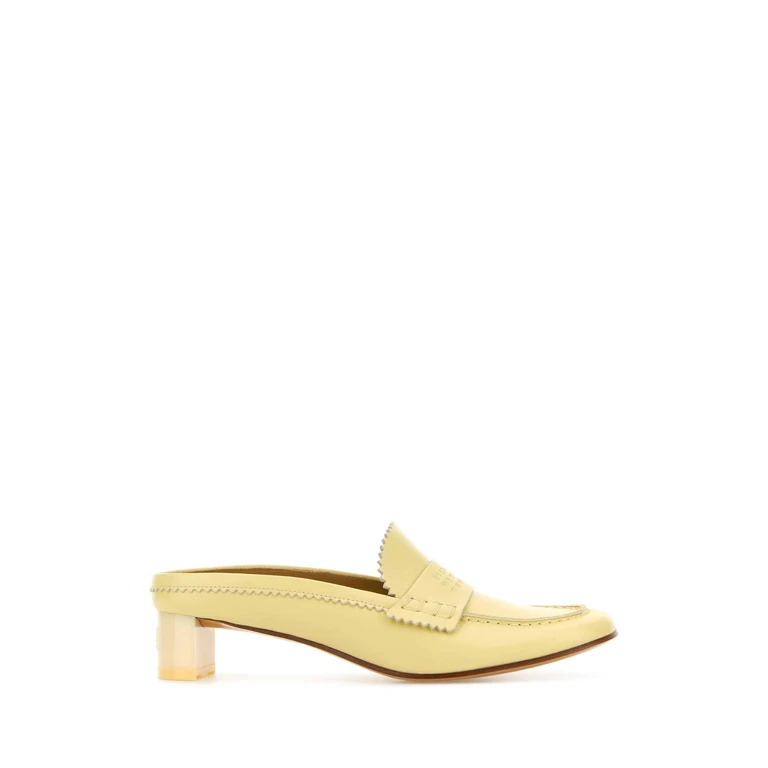 MM6 Maison Margiela Pastel Yellow Leather Mules Lemonicing Sandali - Women