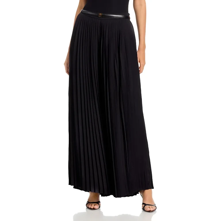 Misook Pleated Palazzo Crepe de Chine Pants