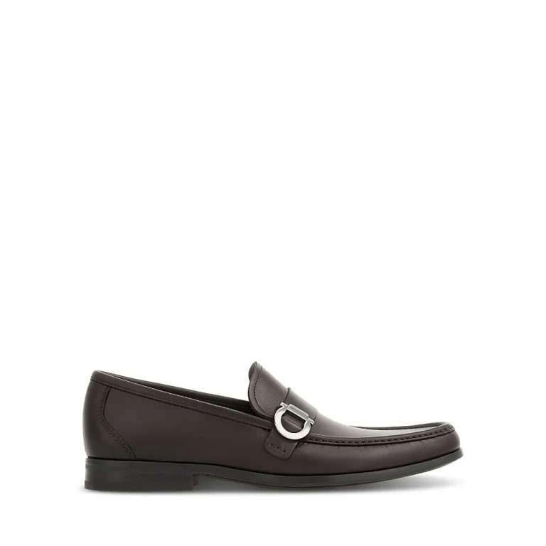 Ferragamo Men's Caspian Gancio Leather Loafers