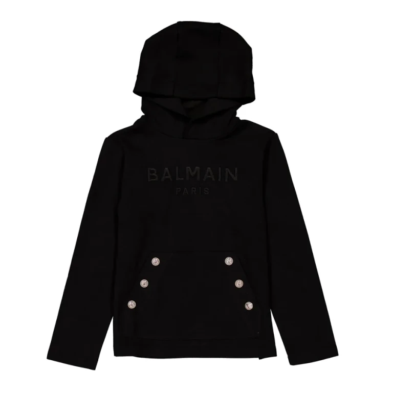 Balmain Kids Logo Embroidered Buttons Hoodie