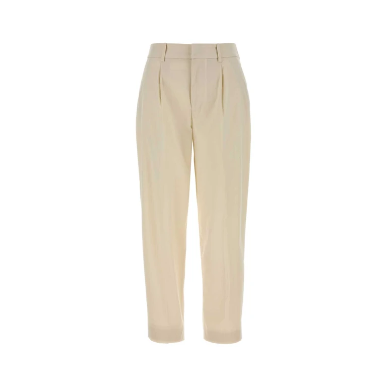 Pt Torino Ivory Stretch Cotton Blend Daisy Pant Bianco Pantaloni - Women