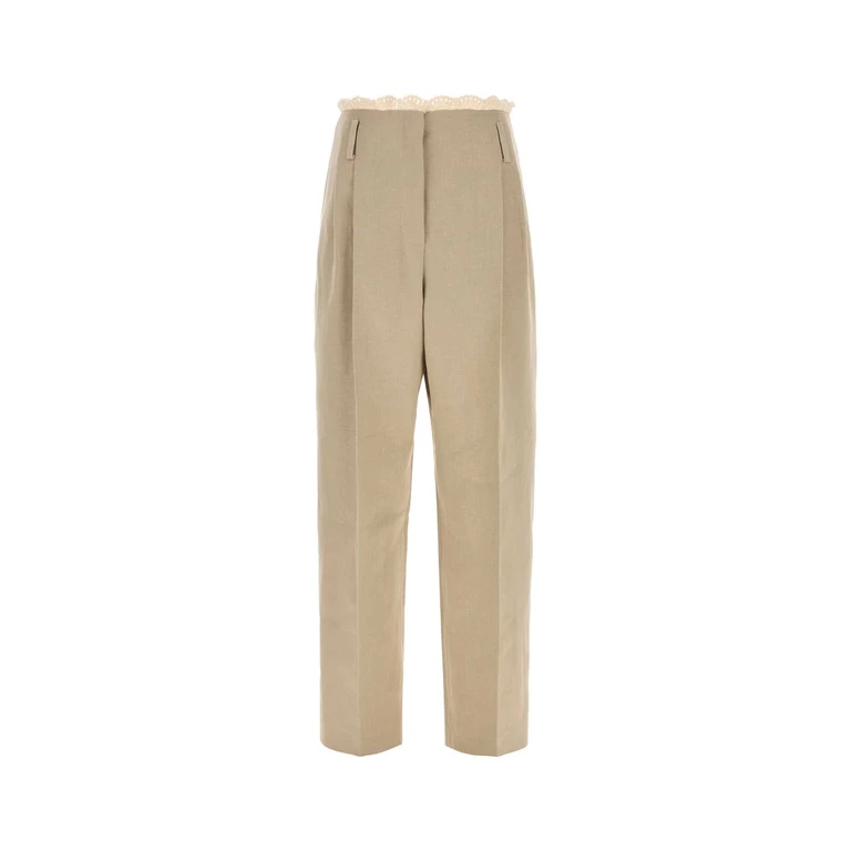 Magda Butrym Beige Linen Blend Wide-Leg Pant Exterior: Nylon Pantaloni - Women