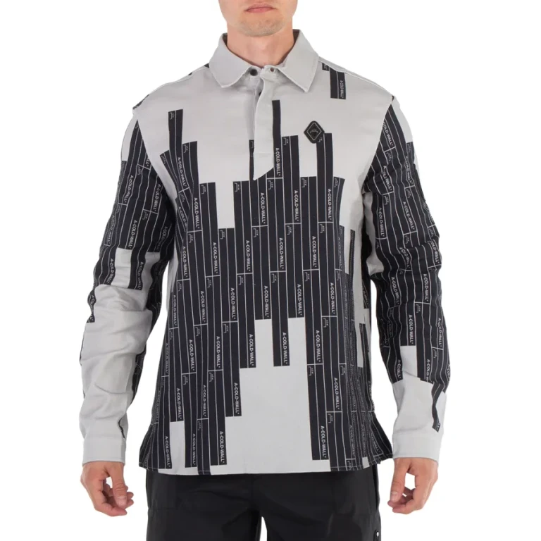A Cold Wall Vector Monogram Long-Sleeve Cotton Polo Shirt