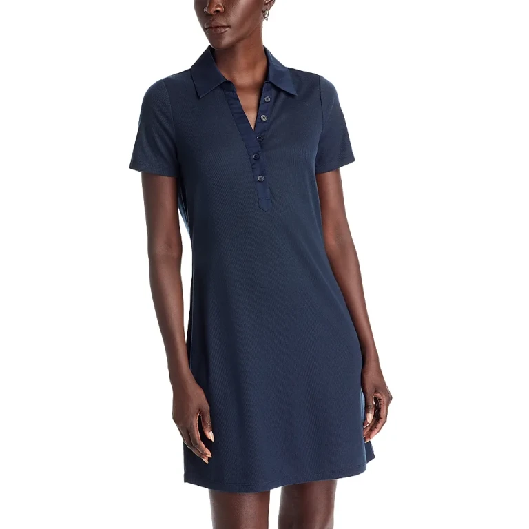 Rib Dress with Woven Placket