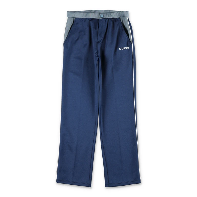 Gucci technical jersey pants for kids Prussian Blue Polyester