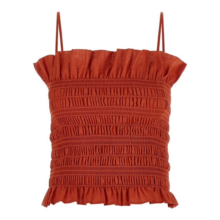 The Andamane Suri Top Red Cotton Tops - Women