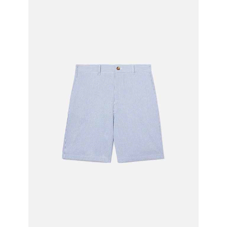 Mc2 Saint Barth Navy Blue Ischia Bermuda Shorts Striped Seersucker Pant - Men