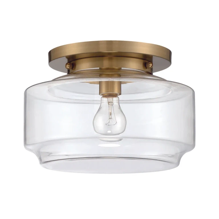 Satin Brass One Light Flushmount from the Peri Collection