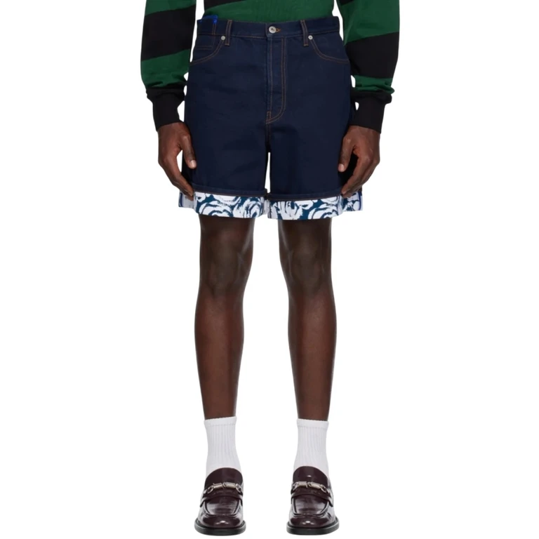 Burberry Indigo Flocked Denim Shorts