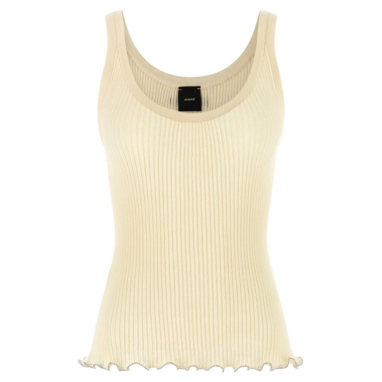 Pinko Mulinello Top Beige Cotton Polyamide Tops - Women