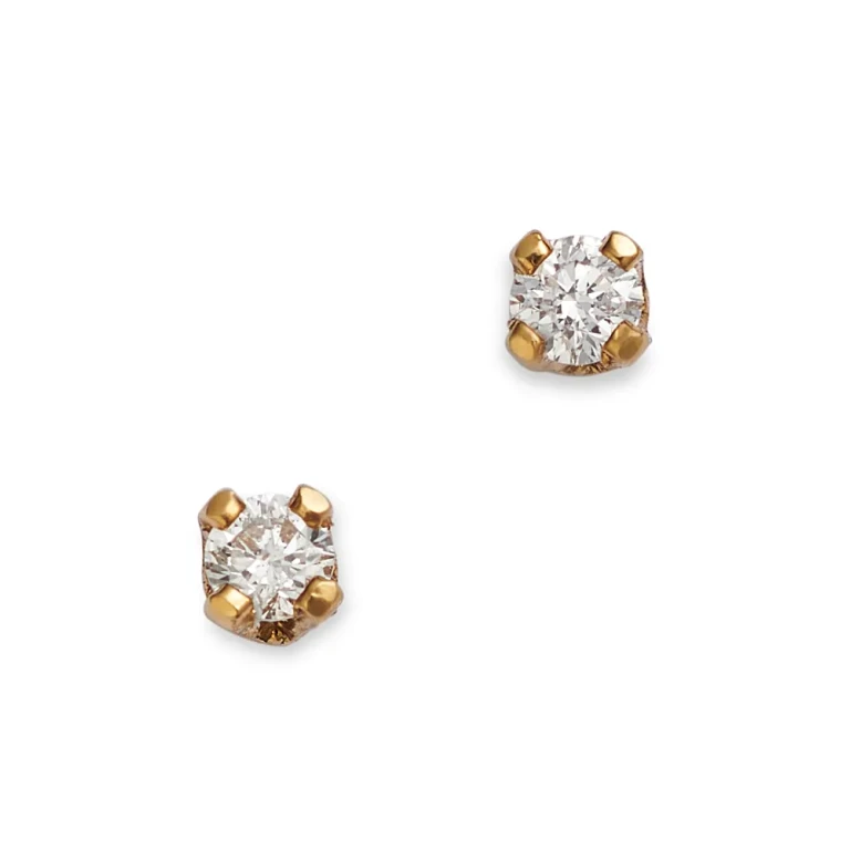 Children's Diamond Solitaire Screw Back Stud Earrings in 14K Yellow Gold, 0.04 tcw