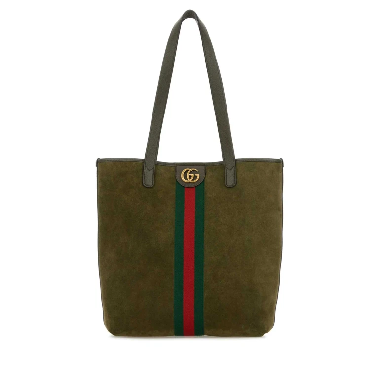Gucci Olive Green Suede Ophidia Shopping Bag
