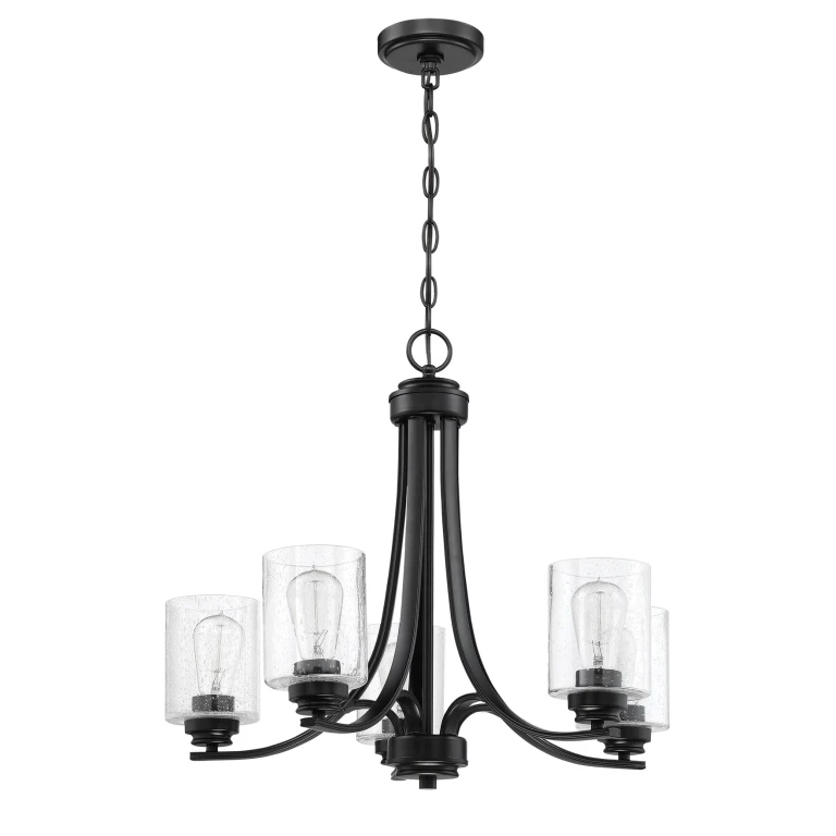 Flat Black Five Light Chandelier from the Bolden Collection