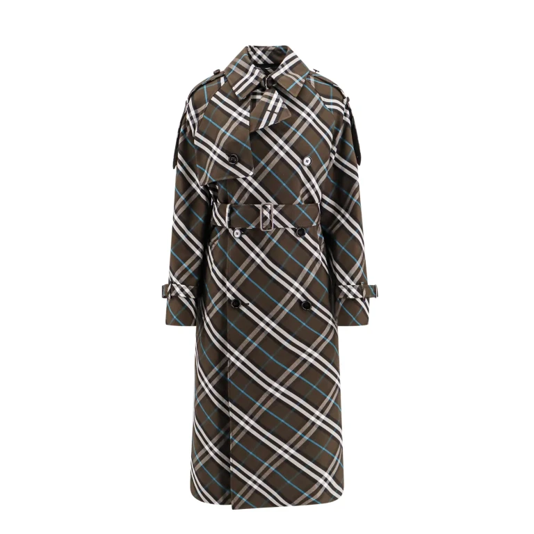Burberry Black Cotton Check Trench