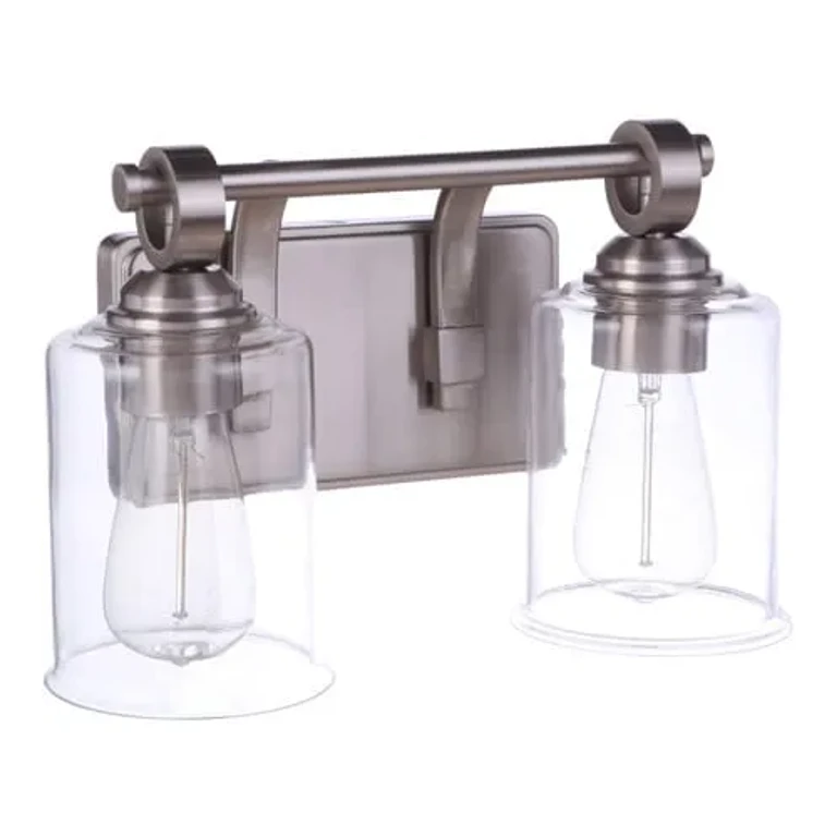 Brushed Polished Nickel Two Light Vanity from the Romero Collection
