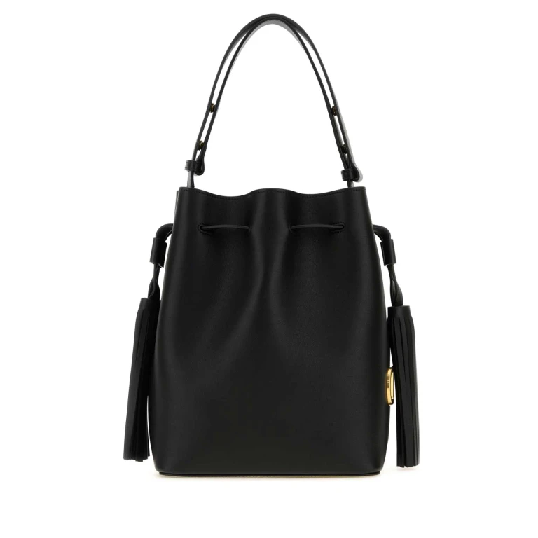 Valentino Garavani Black Leather Vlogo Signature Bucket Ba