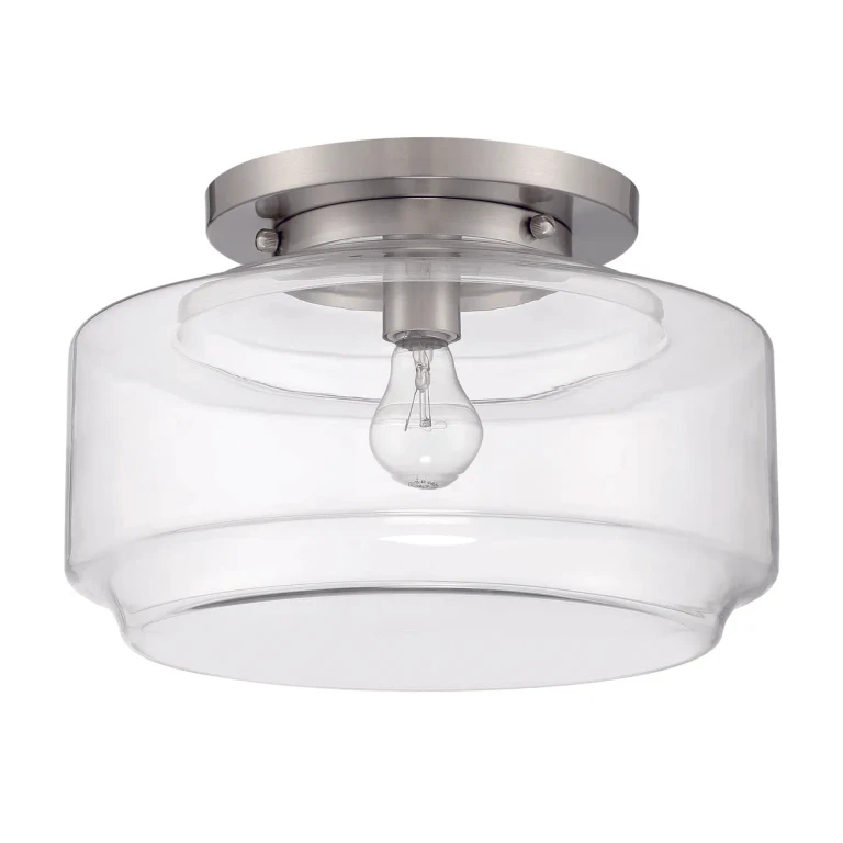 Brushed Polished Nickel One Light Flushmount from the Peri Collection