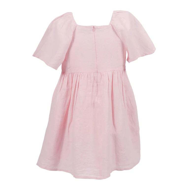 Tartine & Chocolat Dress Pink Linen Lining Cotton