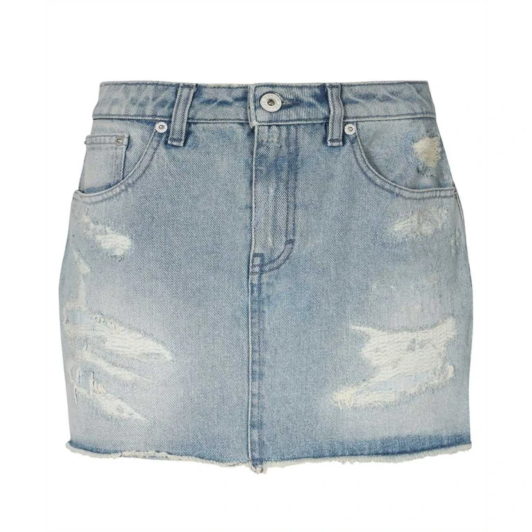 Jupe courte en jean signature Courrèges