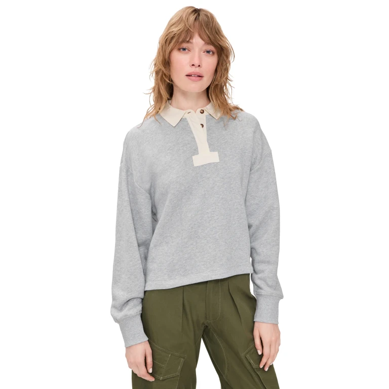 rag & bone Vintage Terry Oversized Polo Sweatshirt Peony M