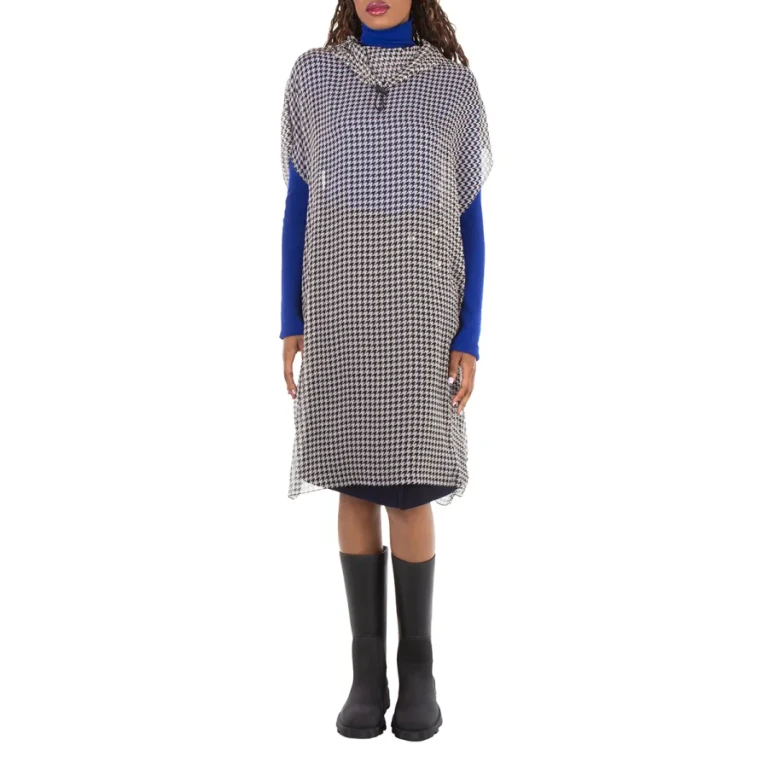 Burberry Monochrome Houndstooth Hooded Dress