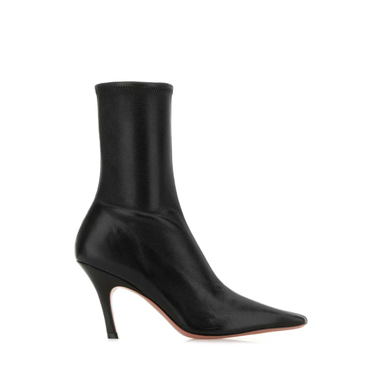 Amina Muaddi Black Nappa Leather Jamie Ankle Boots
