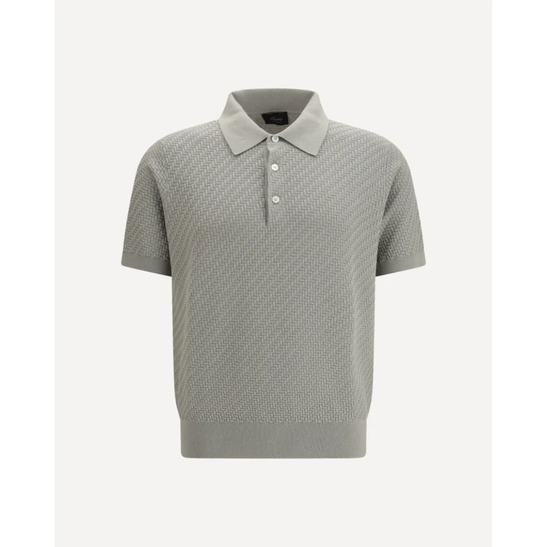 Brioni Herren Polo-Shirt mit Webmuster, Größe 54