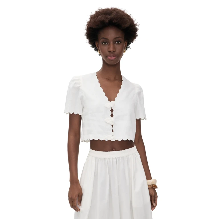 FARM Rio Roses Top Off-White S