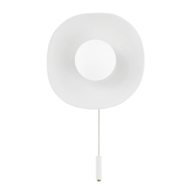 Aged Brass Ceramic Raw Matte White Wall Sconce from the Bacia Collection