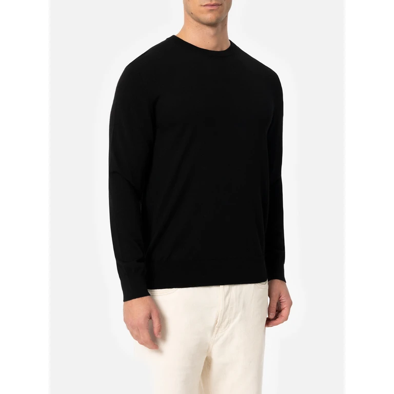 Mc2 Saint Barth Crewneck Regent Sweater Black Merino Wool - Men