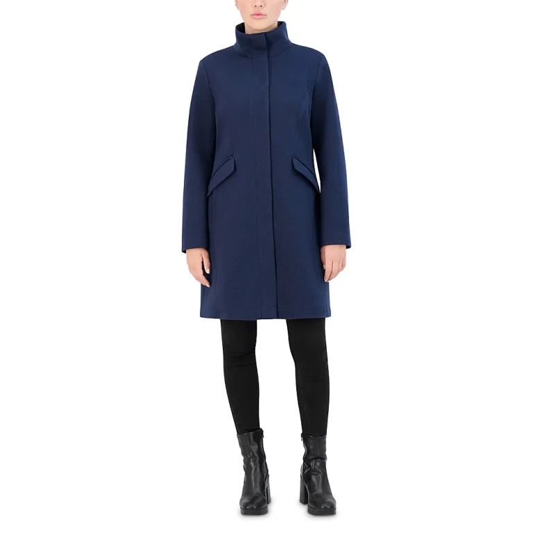 Cole Haan Twill Stand Collar Coat