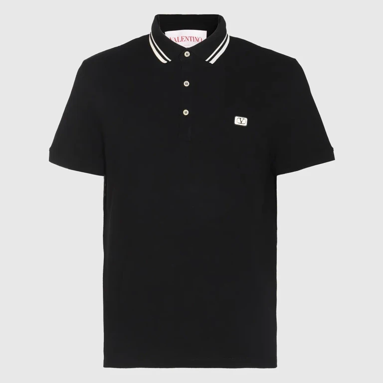 Valentino Black Cotton Polo Shirt