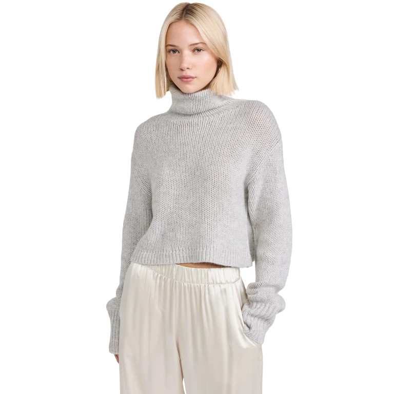 Sablyn Cropped Cashmere Turtleneck Sweater Foggy XS