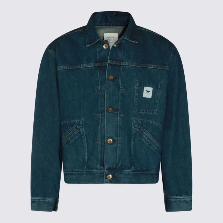 Cotton Denim Jacket with Applied Logo (9900020518)