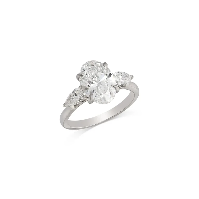 Certified Lab Grown Diamond Oval & Pear Engagement Ring in 18K White Gold, 4.0 tcw