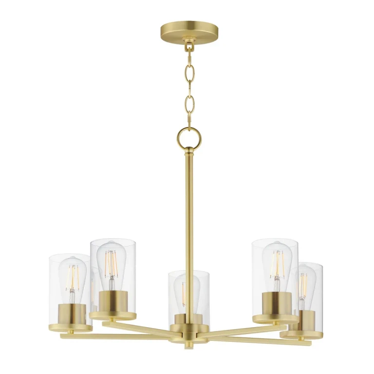 Satin Brass Chandelier from the Lateral Collection