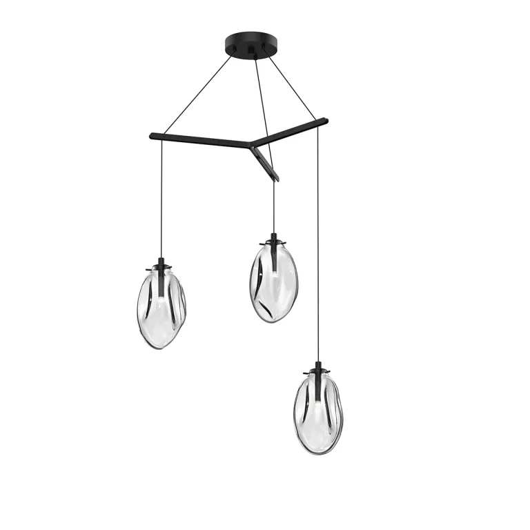 Satin Black LED Pendant from the Liquid Collection