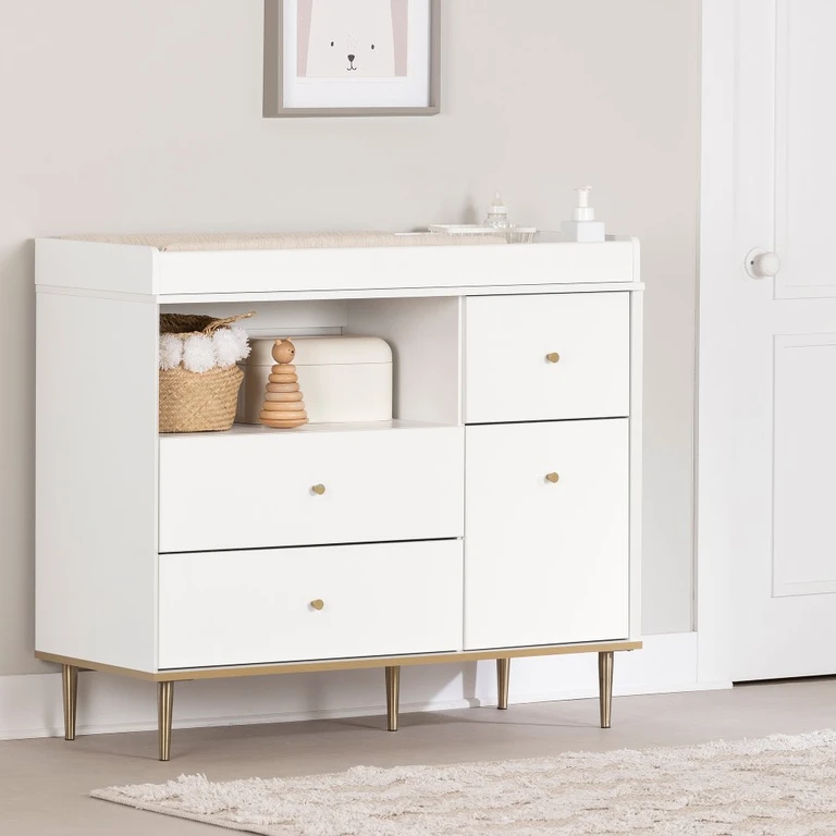 Dylane White Changing Table with Storage - South Shore
