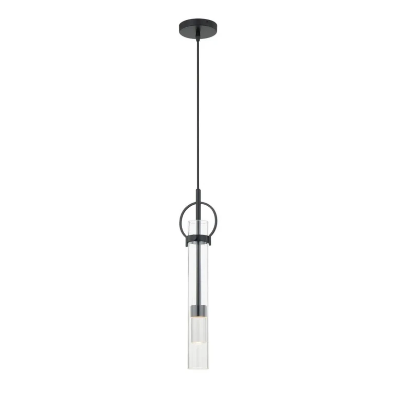 Matte Black LED Pendant from the Textile Collection