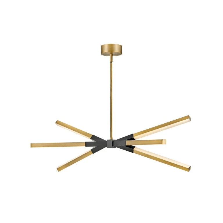 Lacquered Brass LED Linear Pendant from the Rae Collection