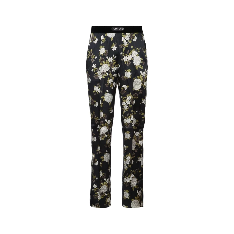 Tom Ford Hendrix Floral On Stretch Silk Satin Pj Pants
