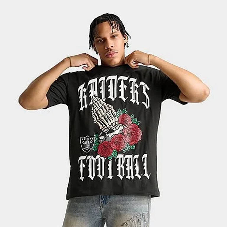 Men's Las Vegas Raiders NFL Roses Graphic T-Shirt in Black Size: Small