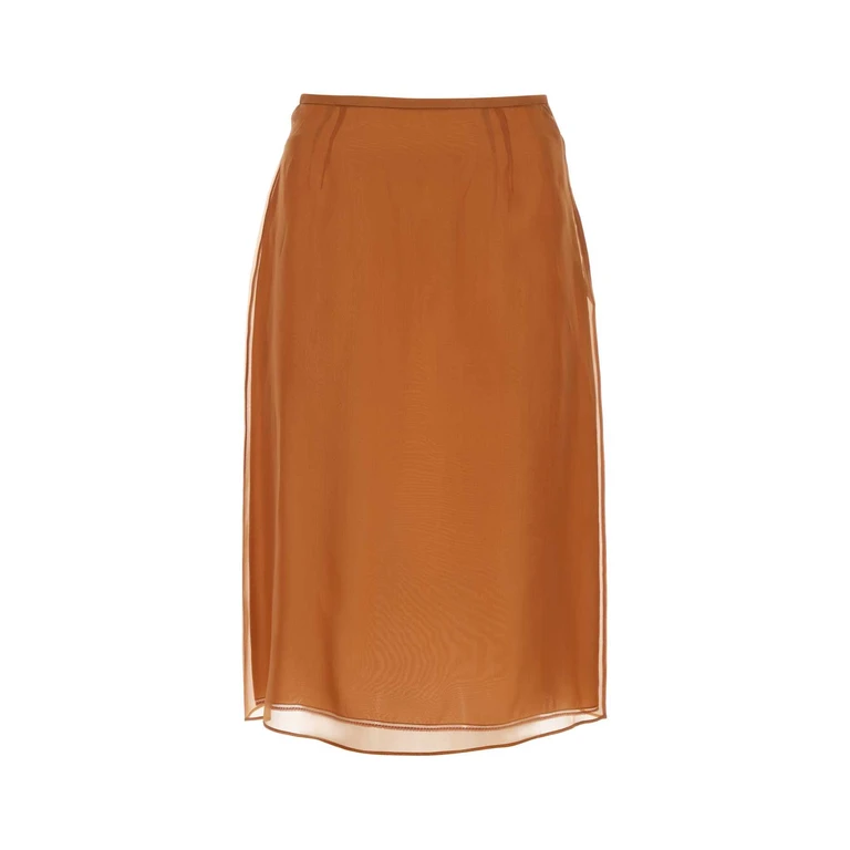 Prada Copper Organza See-Through Skirt Ruggine Gonne - Women
