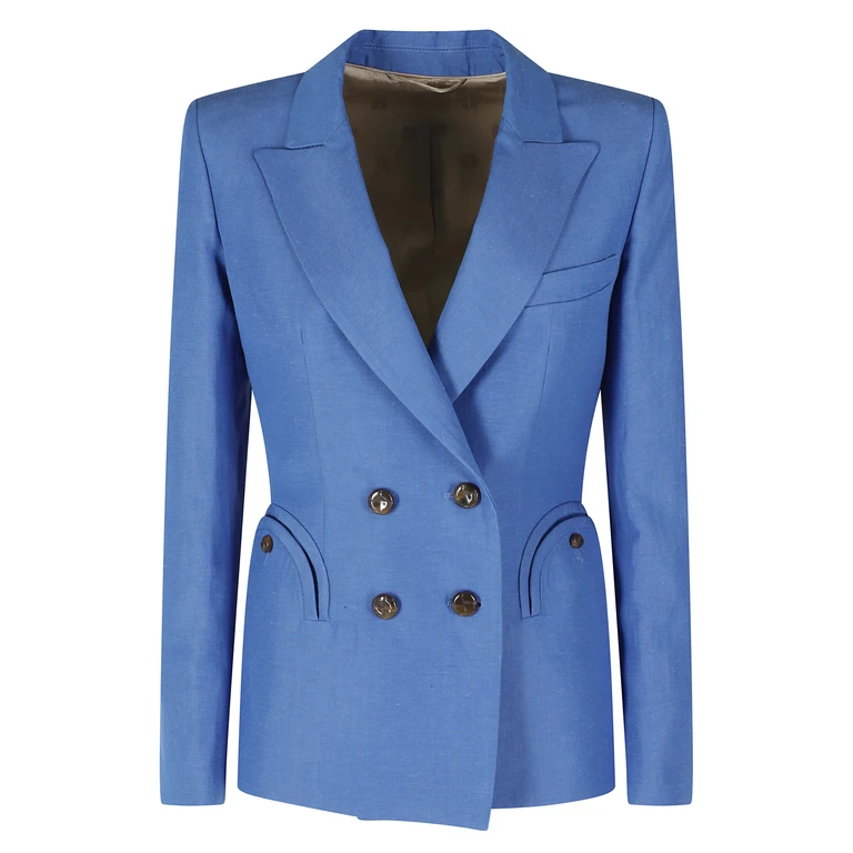 Blaze` Milano Flica Charmer Blazer Blue Silk Linen Giacca - Women